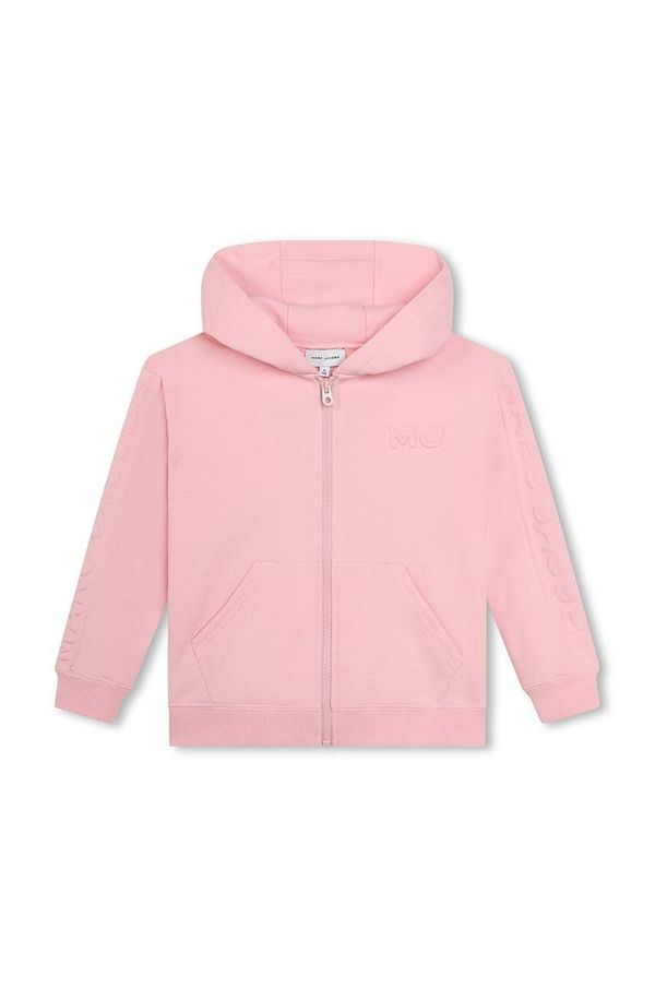 Marc Jacobs Dječja pamučna dukserica Marc Jacobs boja: ružičasta, s kapuljačom, s aplikacijom