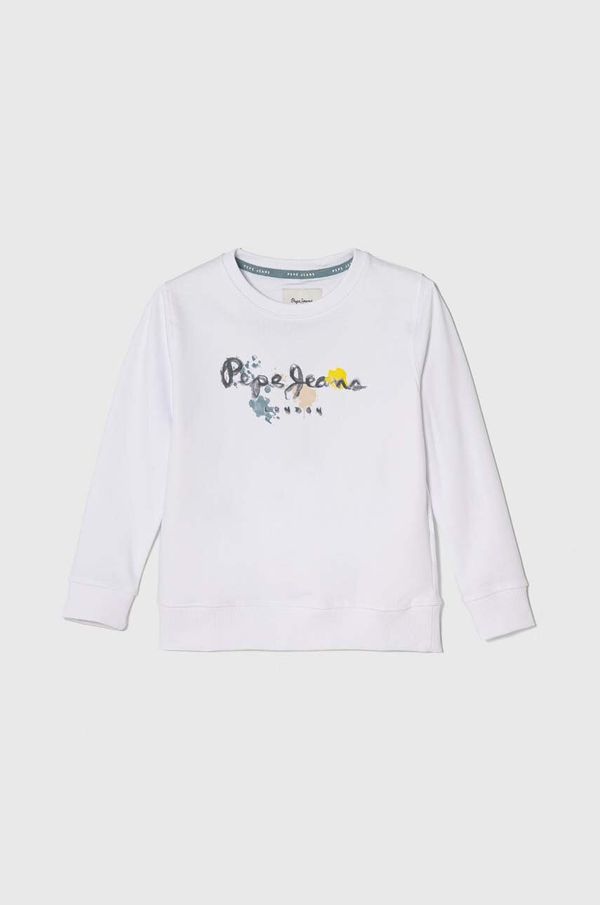Pepe Jeans Dječja pamučna dukserica Pepe Jeans BIGE boja: bijela, s tiskom