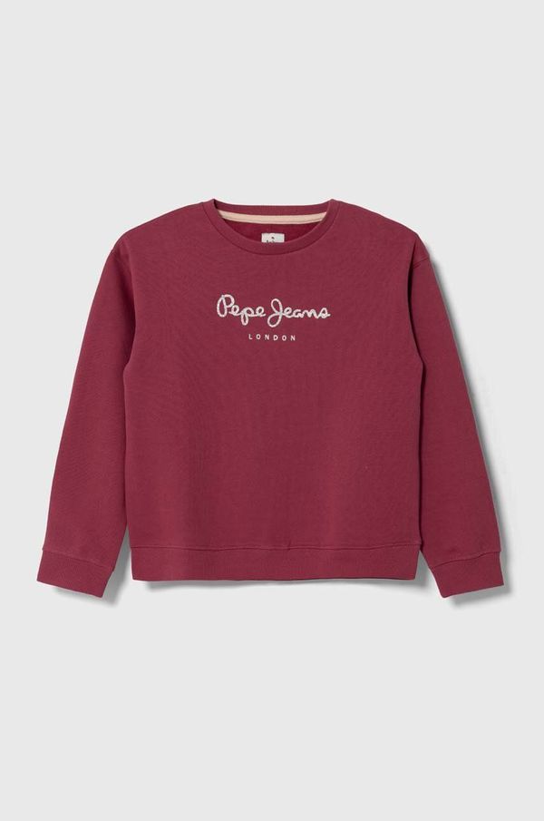 Pepe Jeans Dječja pamučna dukserica Pepe Jeans boja: bordo, s tiskom