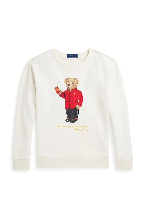 Polo Ralph Lauren Dječja pamučna dukserica Polo Ralph Lauren boja: bež, s tiskom, 323961412001