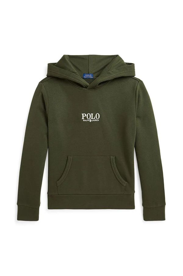 Polo Ralph Lauren Dječja pamučna dukserica Polo Ralph Lauren boja: zelena, s kapuljačom, s aplikacijom, 323961255001