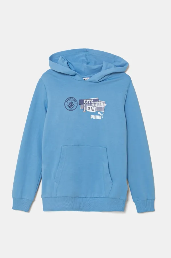 Puma Dječja pamučna dukserica Puma MCFC ftblNRGY Hoodie s kapuljačom, s tiskom, 779122