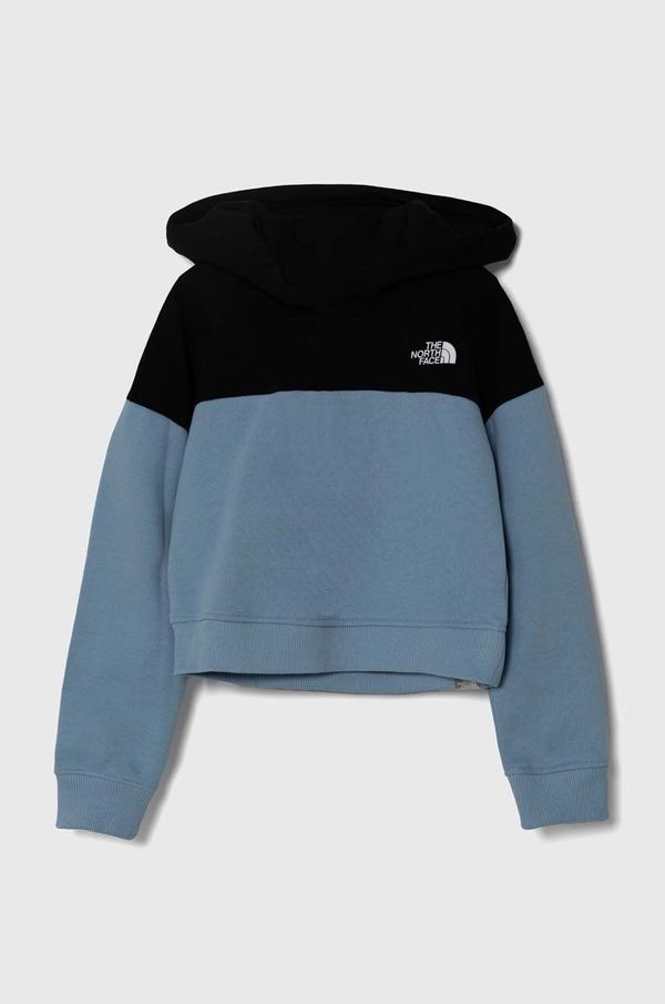 The North Face Dječja pamučna dukserica The North Face DREW PEAK CROP P/O HOODIE boja: tirkizna, s kapuljačom, s tiskom