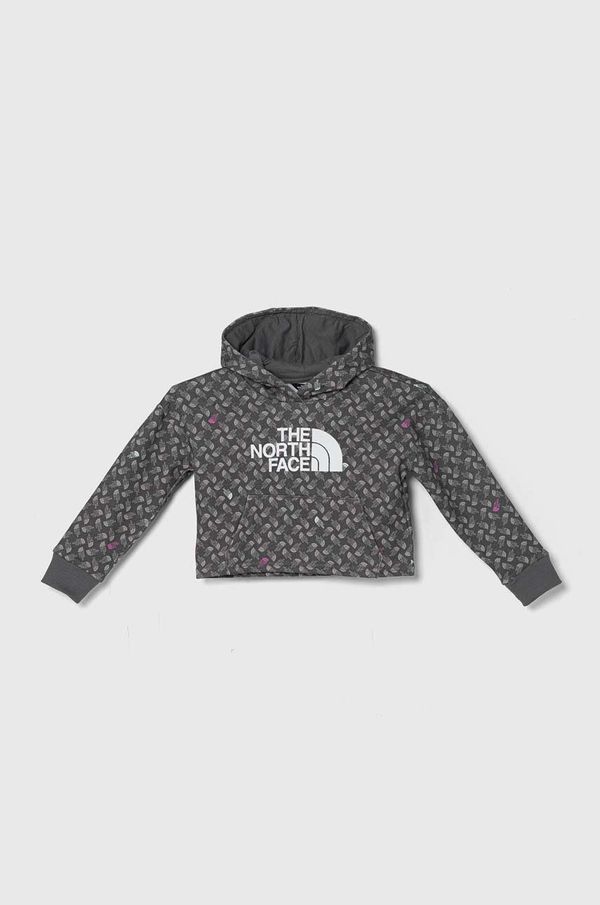The North Face Dječja pamučna dukserica The North Face DREW PEAK LIGHT HOODIE PRINT boja: siva, s kapuljačom, s uzorkom