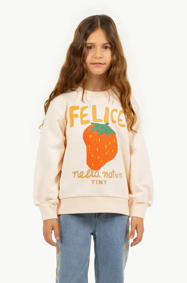 Tinycottons Dječja pamučna dukserica Tinycottons NELLA NATURA GRAPHIC SWEATSHIRT boja: bež, s tiskom, SS25-100