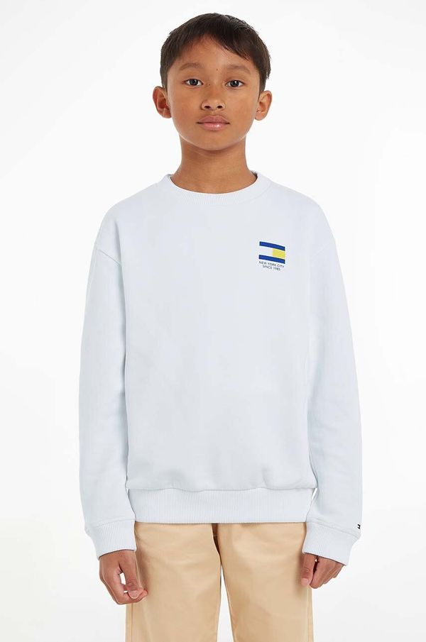 Tommy Hilfiger Dječja pamučna dukserica Tommy Hilfiger boja: bijela, s tiskom