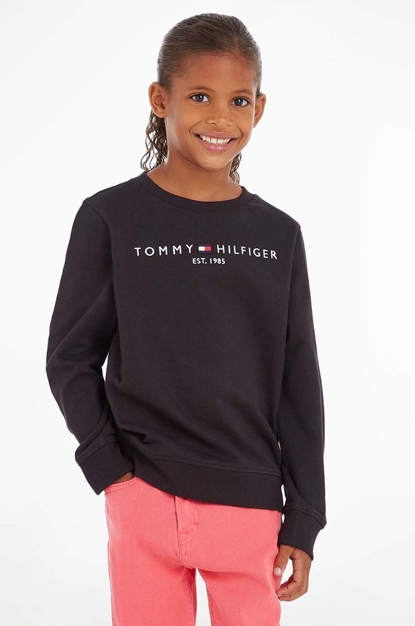 Tommy Hilfiger Dječja pamučna dukserica Tommy Hilfiger boja: crna