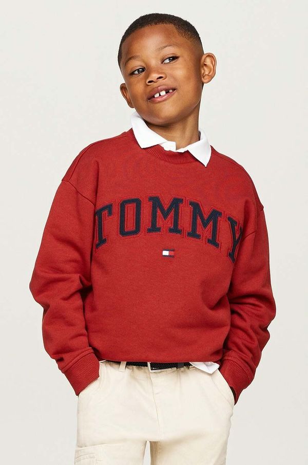Tommy Hilfiger Dječja pamučna dukserica Tommy Hilfiger boja: crvena, s aplikacijom, KB0KB09119