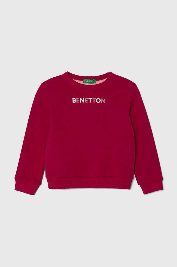 United Colors of Benetton Dječja pamučna dukserica United Colors of Benetton boja: ružičasta, s tiskom