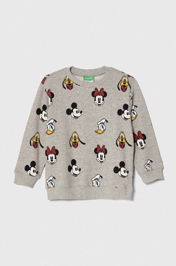 United Colors of Benetton Dječja pamučna dukserica United Colors of Benetton x Disney boja: siva, s uzorkom