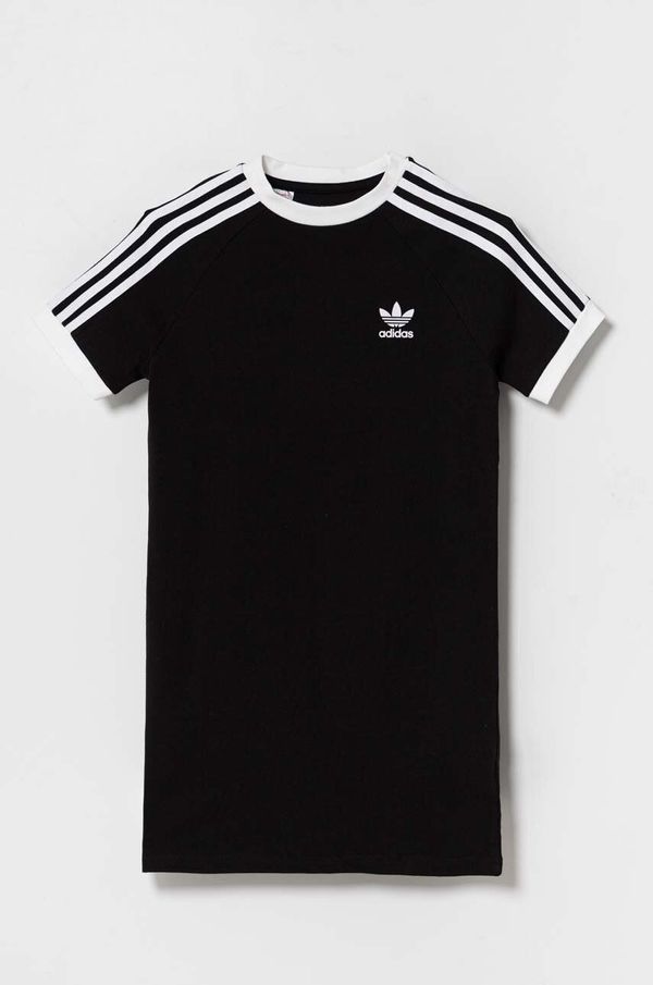 adidas Originals Dječja pamučna haljina adidas Originals boja: crna, mini, ravna