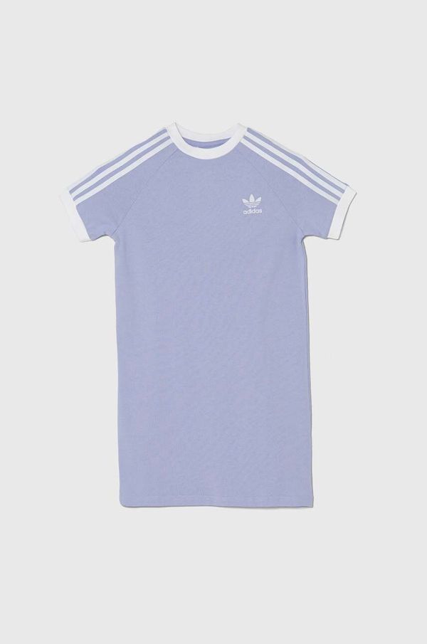 adidas Originals Dječja pamučna haljina adidas Originals boja: ljubičasta, mini, ravna