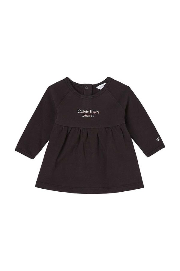 Calvin Klein Jeans Dječja pamučna haljina Calvin Klein Jeans boja: crna, mini, širi se prema dolje