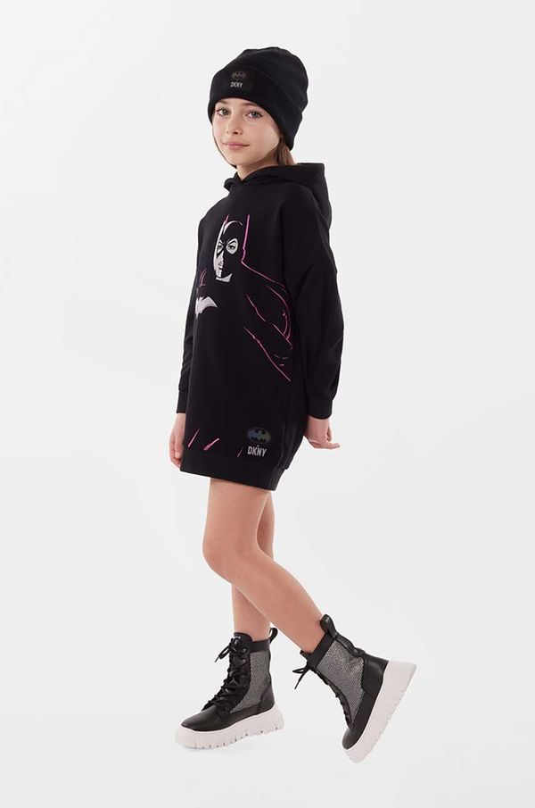 DKNY Dječja pamučna haljina Dkny x DC Comics boja: crna, mini, ravna