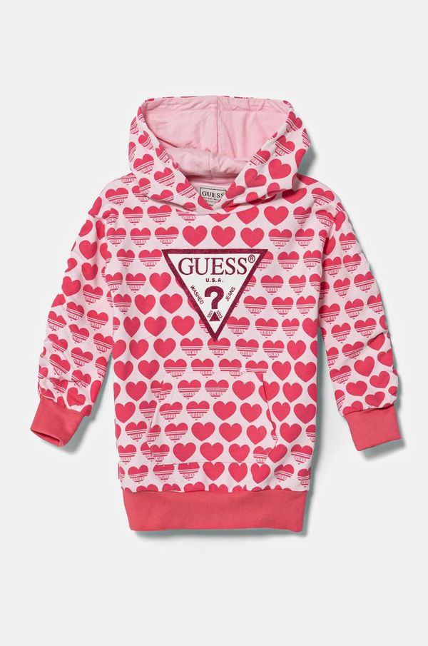 Guess Dječja pamučna haljina Guess boja: ružičasta, mini, oversize, K5RK08 KA6R4