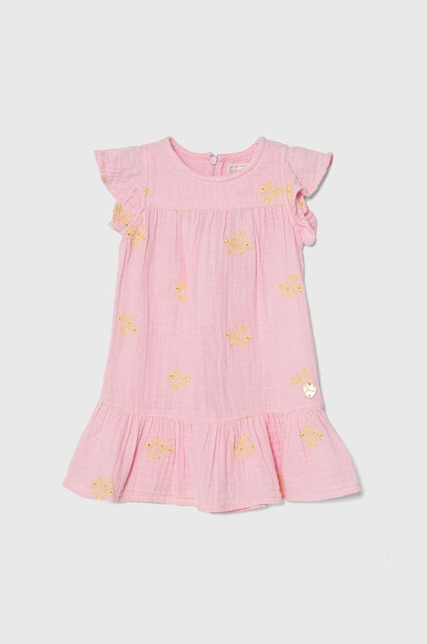 Guess Dječja pamučna haljina Guess boja: ružičasta, mini, širi se prema dolje