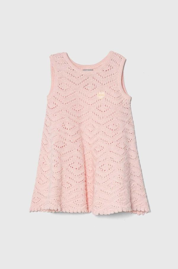 Guess Dječja pamučna haljina Guess boja: ružičasta, mini, širi se prema dolje