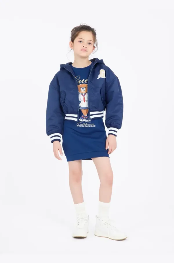 Guess Dječja pamučna haljina Guess boja: tamno plava, mini, ravna, J5RK28 KAD74