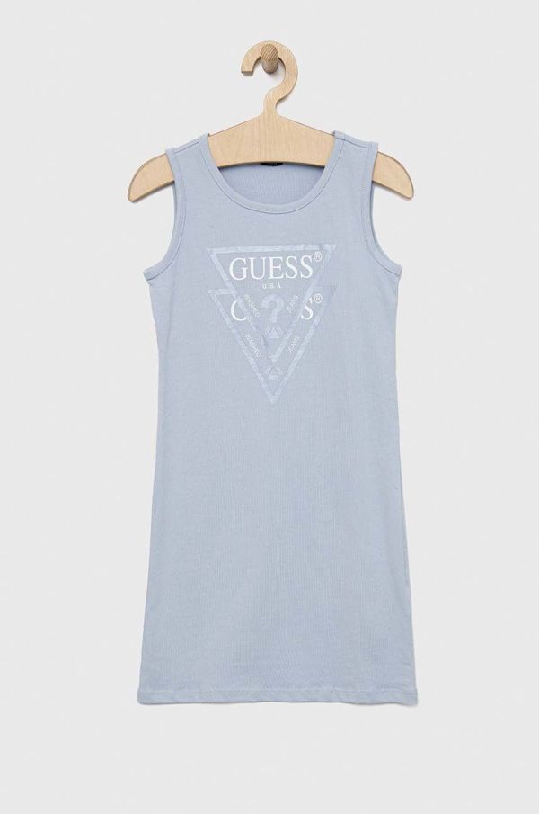 Guess Dječja pamučna haljina Guess mini, ravna