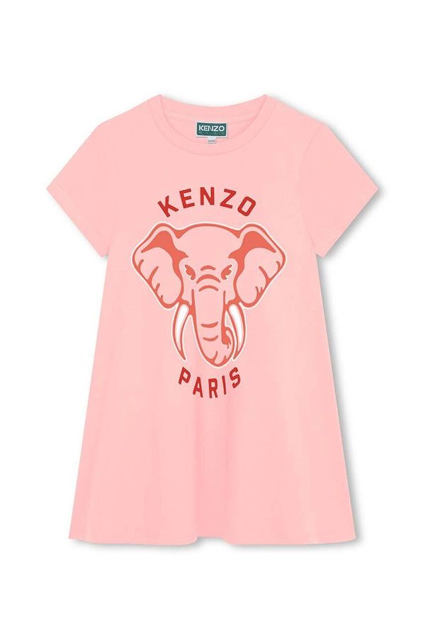 Kenzo kids Dječja pamučna haljina Kenzo Kids boja: ružičasta, mini, širi se prema dolje