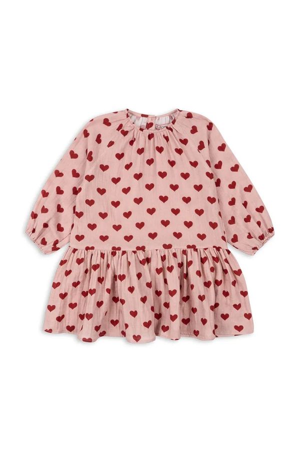 Konges Sløjd Dječja pamučna haljina Konges Sløjd COCO DRESS GOTS boja: ružičasta, mini, širi se prema dolje, KS101461