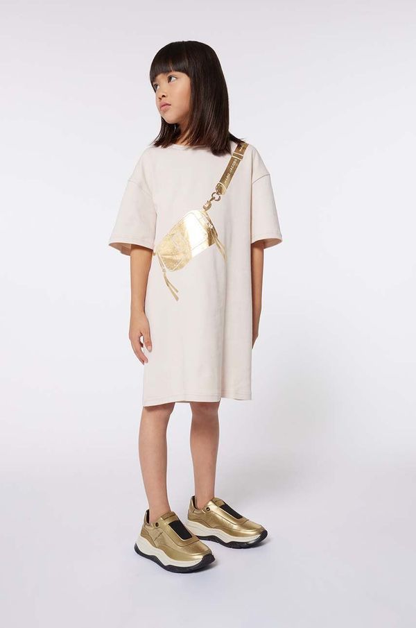 Marc Jacobs Dječja pamučna haljina Marc Jacobs boja: bež, mini, ravna, W60230