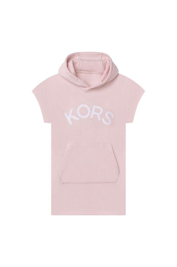 Michael Kors Dječja pamučna haljina Michael Kors boja: ružičasta, mini, ravna