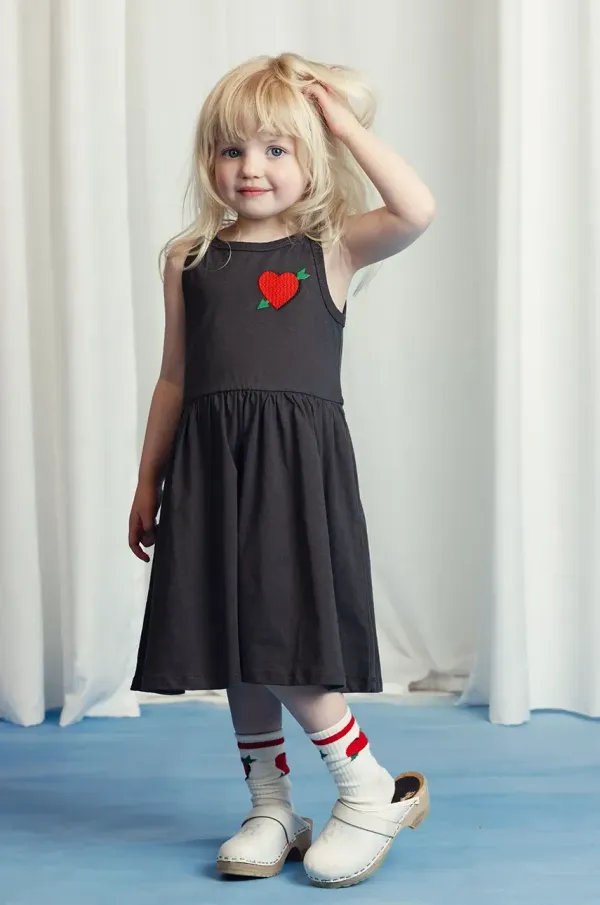 Mini Rodini Dječja pamučna haljina Mini Rodini Arrowed heart boja: crna, mini, širi se prema dolje, 2525010799
