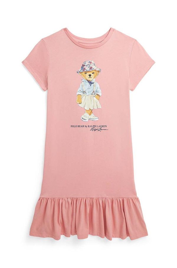 Polo Ralph Lauren Dječja pamučna haljina Polo Ralph Lauren boja: ružičasta, mini, širi se prema dolje, 313941153001