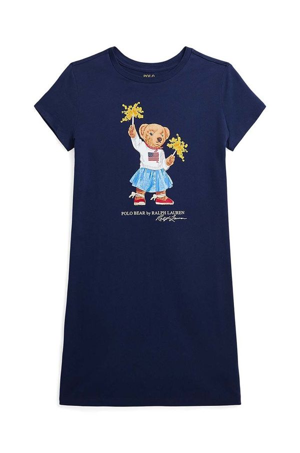 Polo Ralph Lauren Dječja pamučna haljina Polo Ralph Lauren boja: tamno plava, mini, ravna, 313942862001