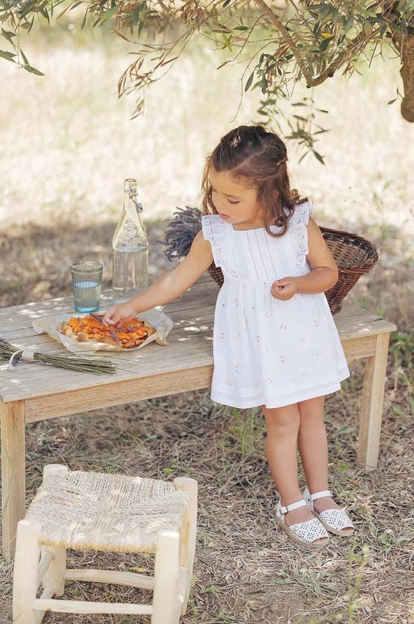 TARTINE ET CHOCOLAT Dječja pamučna haljina Tartine et Chocolat boja: bijela, mini, širi se prema dolje