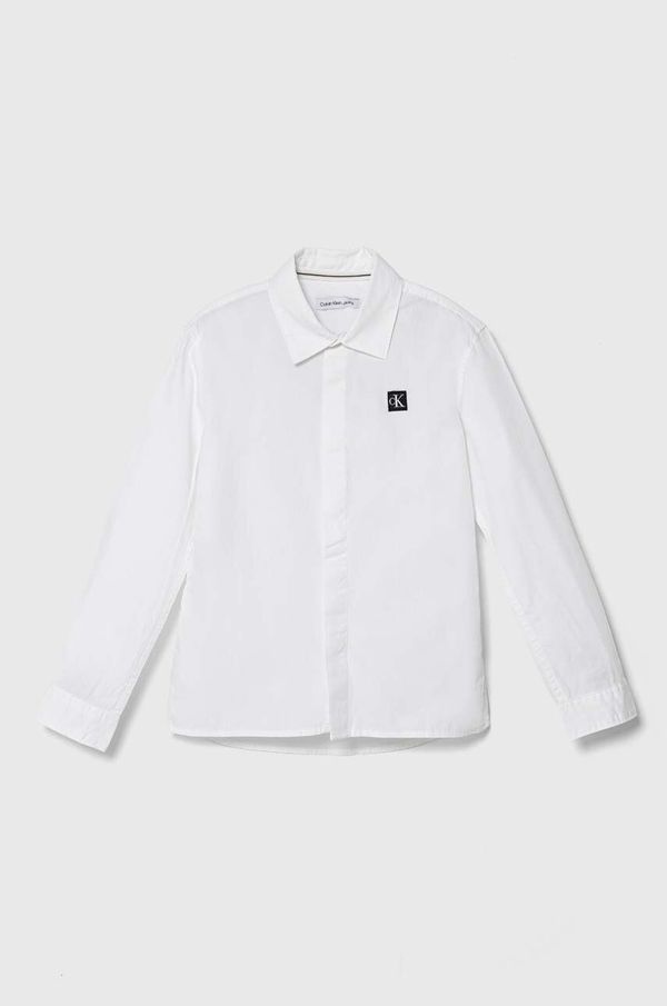 Calvin Klein Jeans Dječja pamučna košulja Calvin Klein Jeans boja: bijela