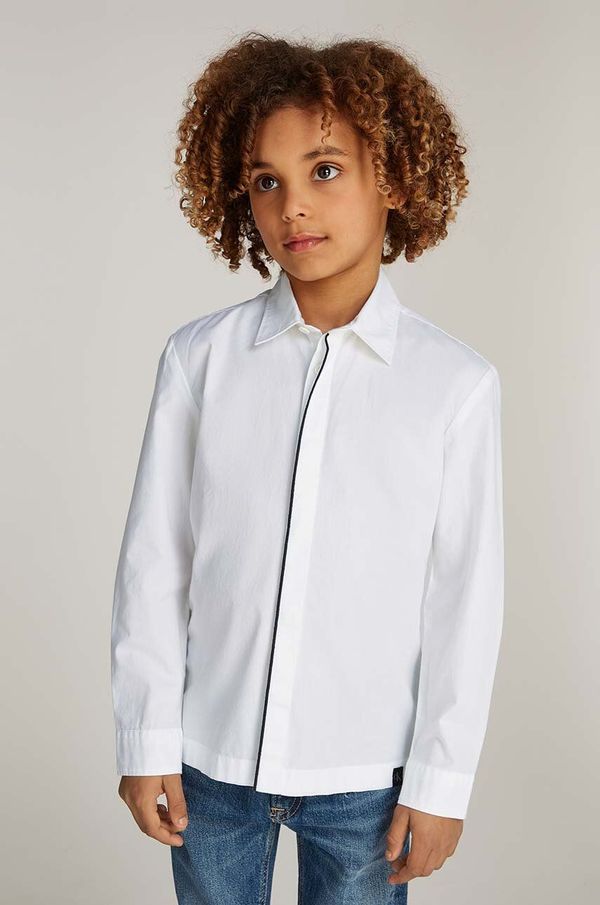 Calvin Klein Jeans Dječja pamučna košulja Calvin Klein Jeans boja: bijela, IB0IB02225