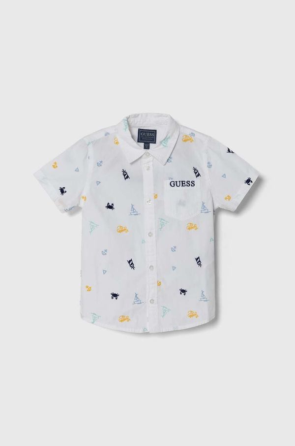 Guess Dječja pamučna košulja Guess boja: bijela