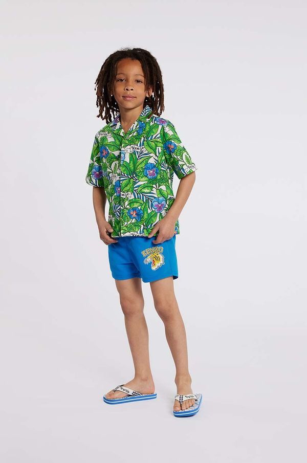 Kenzo kids Dječja pamučna košulja Kenzo Kids boja: tirkizna