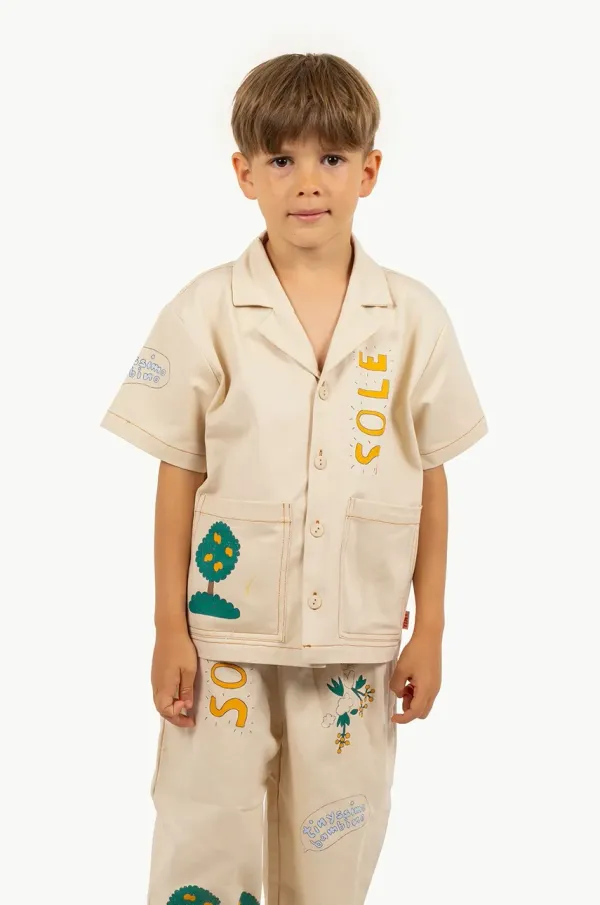 Tinycottons Dječja pamučna košulja Tinycottons ARTSY TREE SHIRT boja: bež, SS25-201