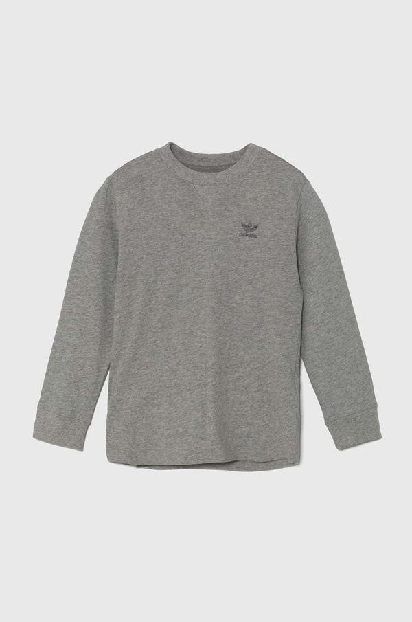 adidas Originals Dječja pamučna majica dugih rukava adidas Originals LONG SLEEVE boja: siva, melanž, IX5306