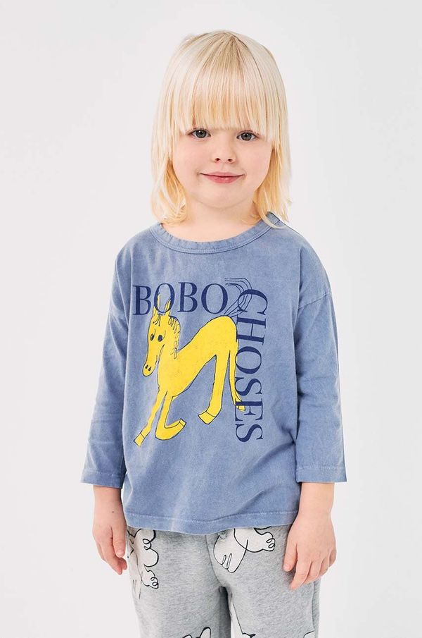 Bobo Choses Dječja pamučna majica dugih rukava Bobo Choses Wonder Horse boja: siva, s tiskom, 224AC009