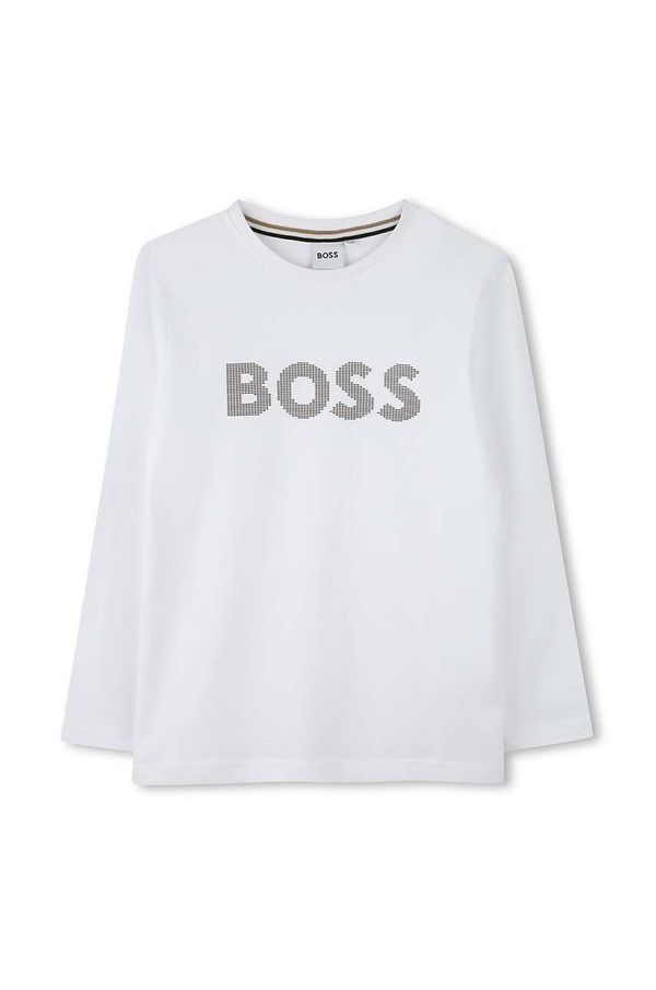 BOSS Dječja pamučna majica dugih rukava BOSS boja: bijela, s tiskom, J51218