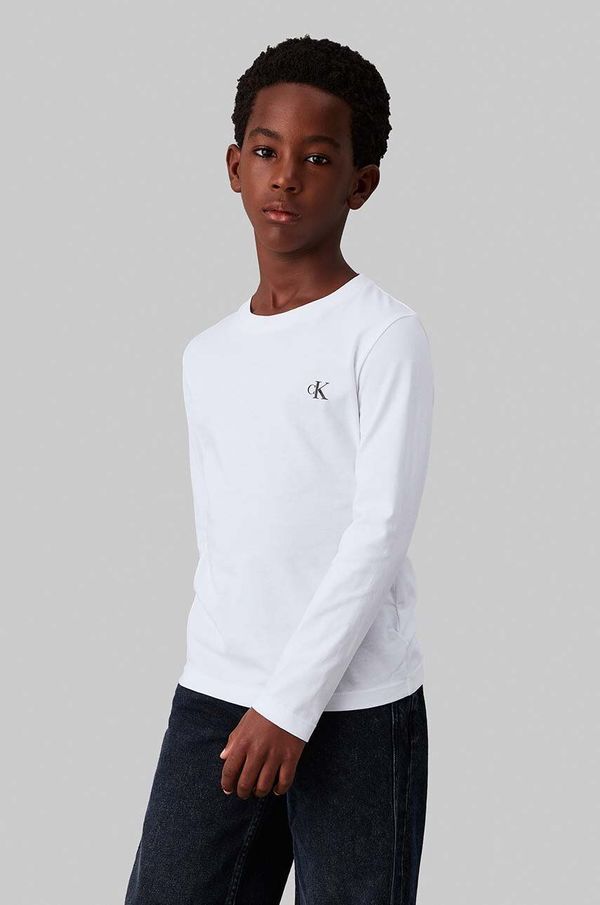 Calvin Klein Jeans Dječja pamučna majica dugih rukava Calvin Klein Jeans boja: crna, bez uzorka, IB0IB02255