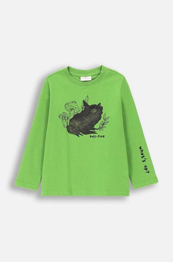 Coccodrillo Dječja pamučna majica dugih rukava Coccodrillo boja: zelena, s tiskom, GRUNGE SWAMP BOY KIDS