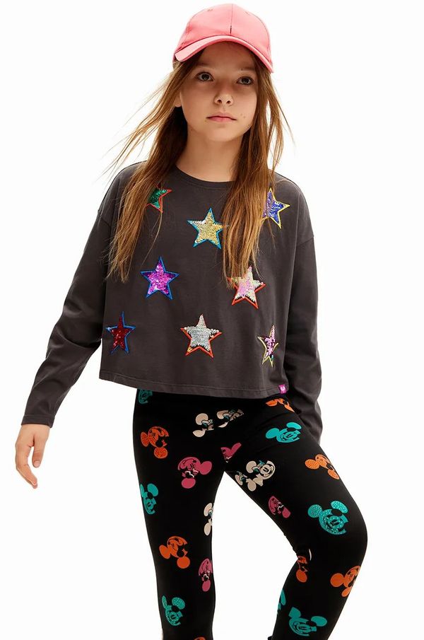 Desigual Dječja pamučna majica dugih rukava Desigual boja: crna, 24WGTK03