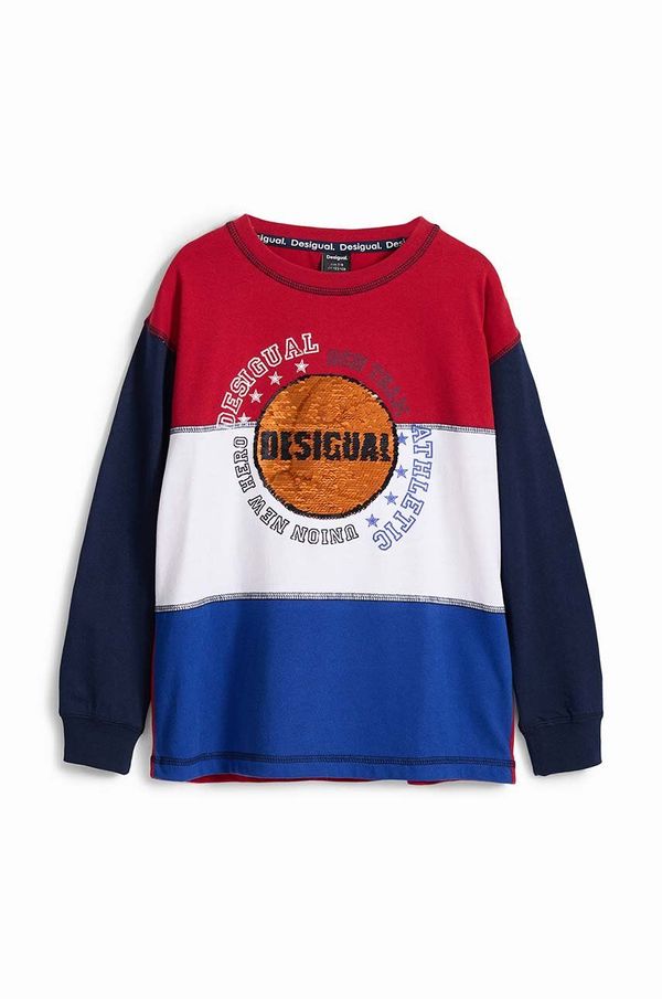 Desigual Dječja pamučna majica dugih rukava Desigual boja: tamno plava, s tiskom, 24WBTK05