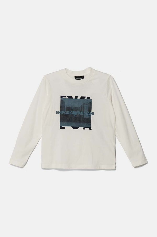 Emporio Armani Dječja pamučna majica dugih rukava Emporio Armani boja: bijela, s tiskom, 6D4TJI 4J54Z
