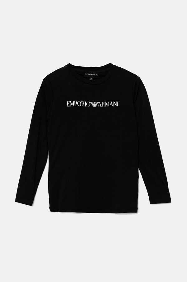 Emporio Armani Dječja pamučna majica dugih rukava Emporio Armani boja: crna, s tiskom, 8N4TN6 1JPZZ