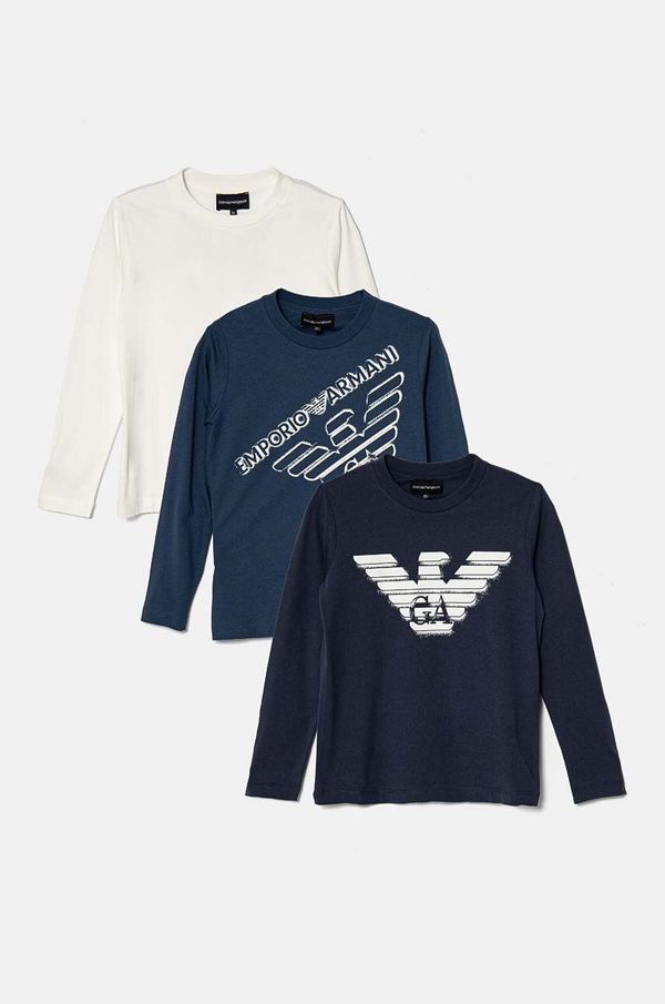 Emporio Armani Dječja pamučna majica dugih rukava Emporio Armani boja: tamno plava, s tiskom, 6D4DJ4 4J54Z