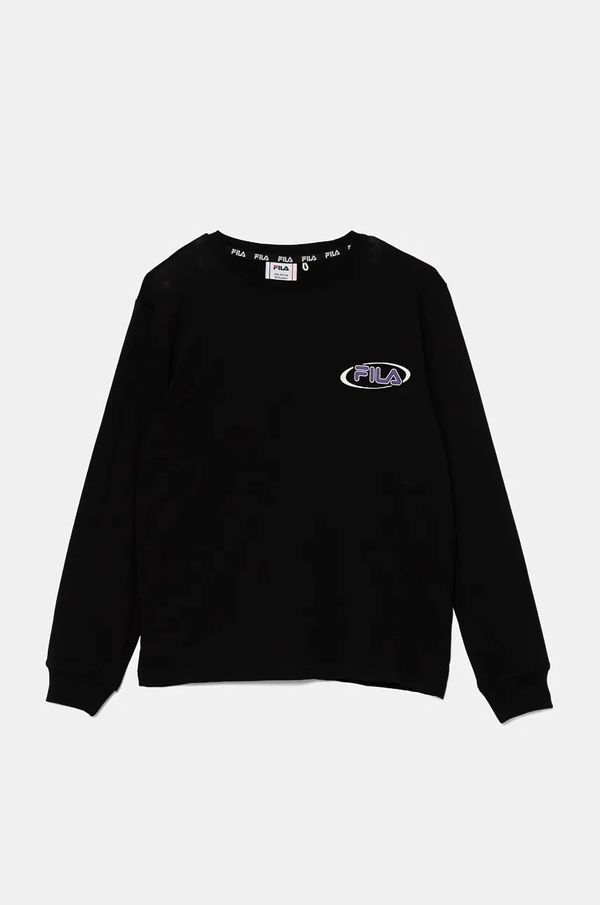 Fila Dječja pamučna majica dugih rukava Fila LIPPETAL boja: crna, FAT0563