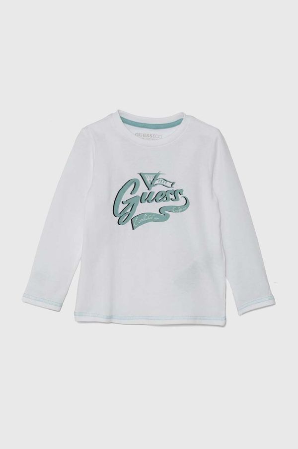 Guess Dječja pamučna majica dugih rukava Guess boja: bijela, s tiskom, N4YI28 K8HM4