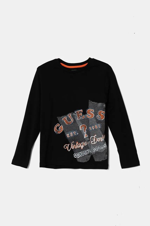 Guess Dječja pamučna majica dugih rukava Guess boja: crna, s tiskom, L4BI01 I3Z14