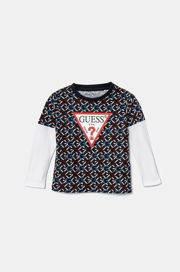 Guess Dječja pamučna majica dugih rukava Guess boja: crna, s uzorkom, N4BI07 I3Z13
